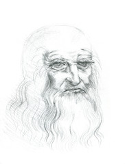Pencil drawing self portrait Leonardo da Vinci