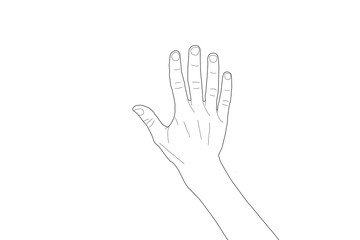Hand icon in outline style isolated on white background. Part of body symbol stock illustration.