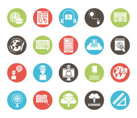 bundle of education online set icons