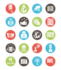 bundle of education online set icons