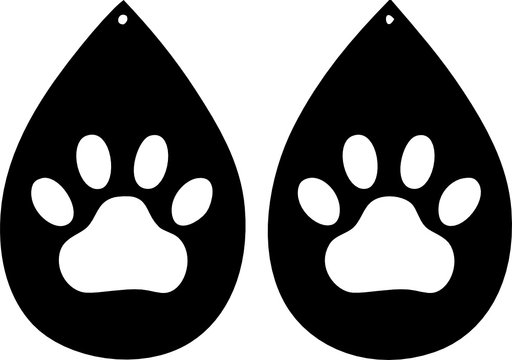 Earrings SVG png/dxf/eps Cut Files for Cricut and Silhouette Dog Paw Earrings SVG
