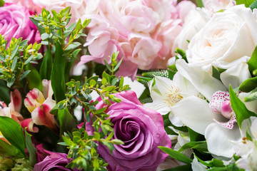 bouquet of various flowers as background