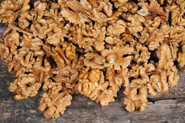 Walnuts. Front view.
