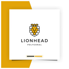 Poligon Lion Head Logo Design Inspiration Vector Stock - Premium Vector
