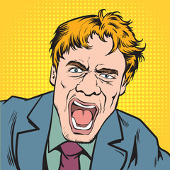 The young man is furious. pop art retro comic book illustration