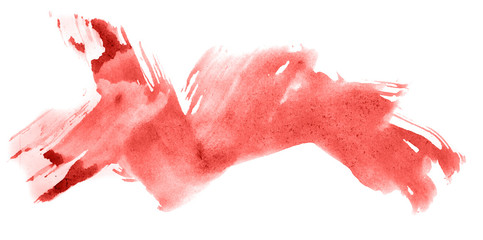 Abstract watercolor background hand-drawn on paper. Volumetric smoke elements. Red color. For design, web, card, text, decoration, surfaces.