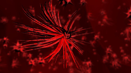 Corona virus, covid-19 in blood cell. Virus animation 3D rendering.
