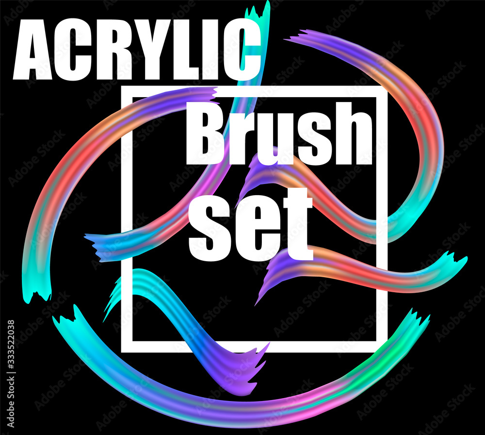 Poster Vector illustration: Modern abstract background with 3d twisted colorful flow liquid shape. Acrylic paint design. Rainbow brush stroke. Banner, poster, postcard design element. Isolated vector