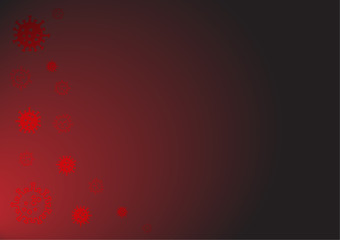 Covid-19 or Corona Virus in Red Gradient Background with Blank Copyspace