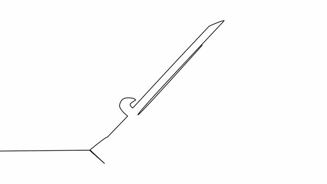 Self drawing animation continuous drawing one line isolated sword