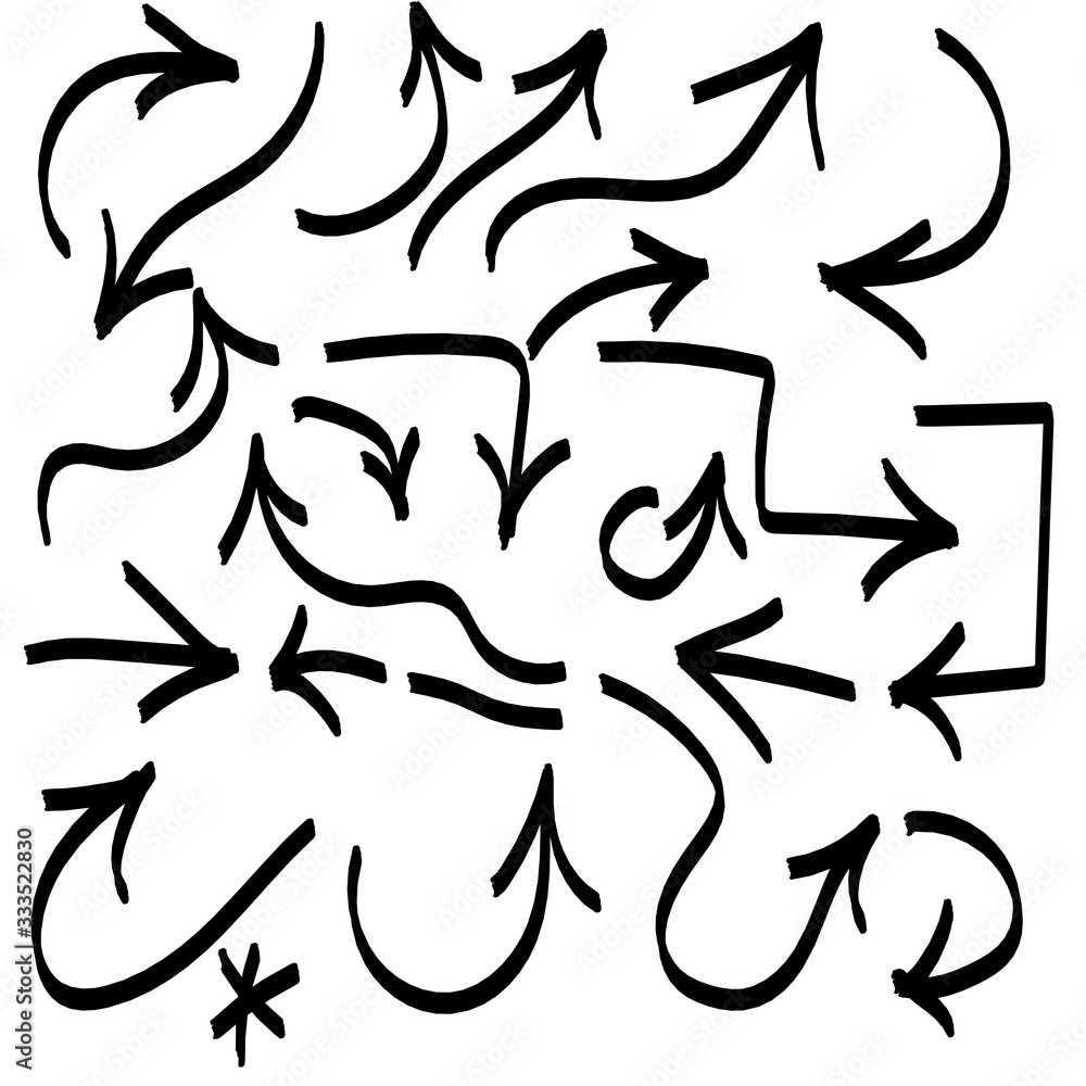 Poster isolated vector hand drawn arrows set on a white background