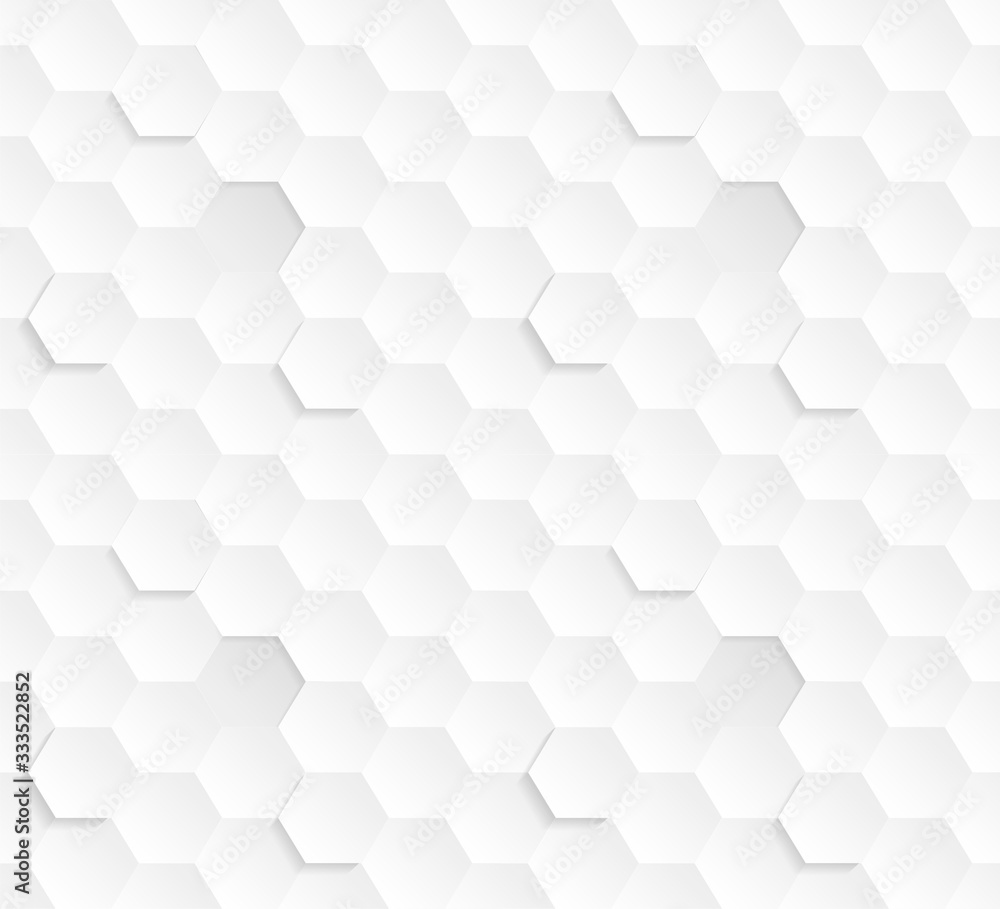 Leinwandbilder 3d vector hexagons white abstract seamless pattern. science technology hexagonal blocks structure li