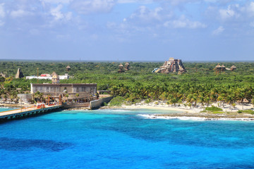 Cruise ship terminal in Mahahual village, Costa Maya, Mexico