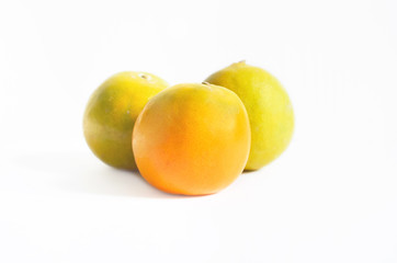 Orange  on white background, tropical fruits, healthy food