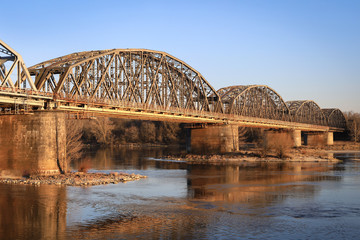 Railway bridge over the Vistula (Wisla) river in Torun, Poland