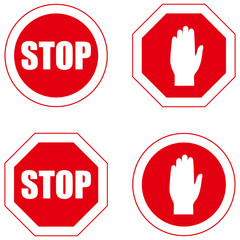 Stop sign, set. Infographic element. Vector illustration.