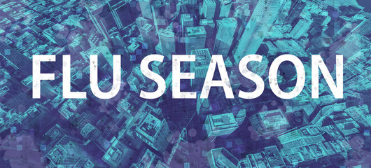 Flu Season theme with aerial cityscape background