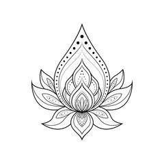 Ethnic Mandala ornament isolated on white background. Henna tattoo design. Vector illustration