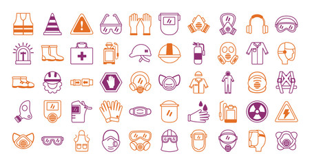 bundle of protection tools set icons