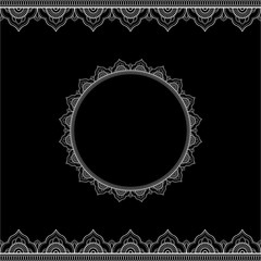 Ethnic ornament for greeting card, Henna drawing and tattoo template. Vector illustration