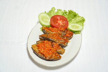 eggplant with salad