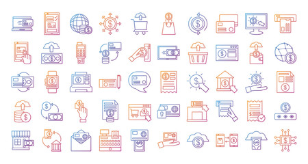 bundle of Payment online set icons