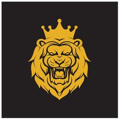 illustration lion king logo. Lion King Logo / Lion head and crown vector 