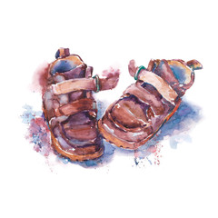 pair of children's shoes with Velcro stitching