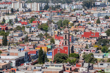 Fototapeta premium Aerial view cityscape of Cholula