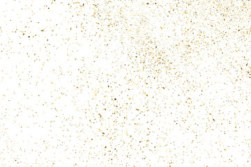 Gold glitter texture isolated on white. Amber particles color. Celebratory background. Golden explosion of confetti. Design element. Digitally generated image. Vector illustration, EPS 10.