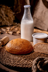 bread and milk, rustic dinner, comfort and warmth