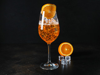 orange lemonade citrus, ice drink Menu concept. food background. top view copy space for text