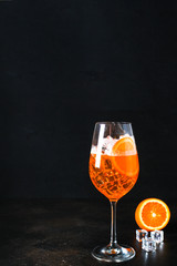 orange lemonade citrus, ice drink Menu concept. food background. top view copy space for text