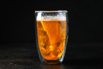 orange lemonade citrus, ice drink Menu concept. food background. top view copy space for text