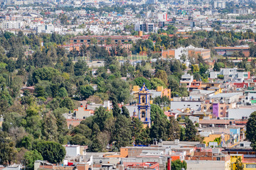 Fototapeta na wymiar Aerial view cityscape of Cholula