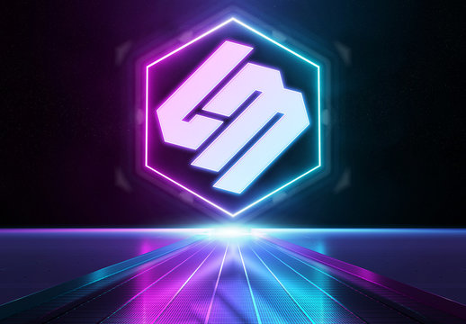 Reflective Neon Logo Mockup
