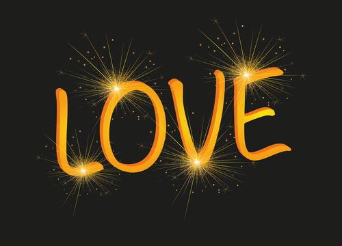angez&uuml;ndete Wunderkerze gl&uuml;hende Liebe Typografie