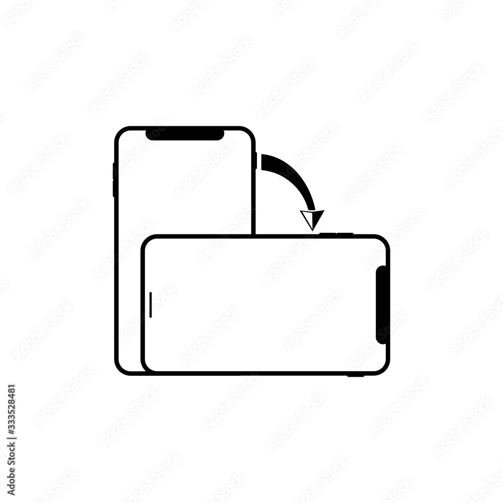 Poster rotate smartphone icon in black or device rotation symbol on isolated white background. eps 10 vecto