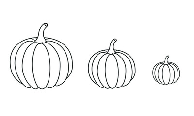 Pumpkin line on white background. Silhouette retro icon for print, banner, poster, card. Flat design style. Vegetable organic pumpkin. Vector illustration