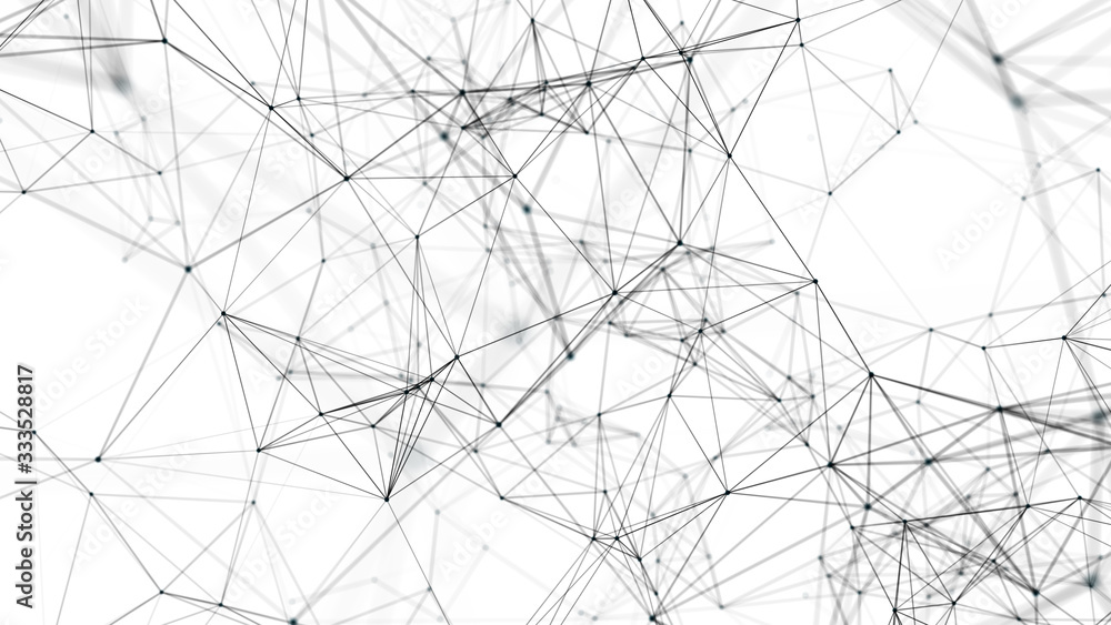 Poster digital plexus of glowing lines and dots. abstract background. 3d rendering. network or connection. 
