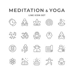 Set line icons of meditation and yoga