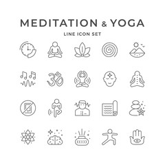 Set line icons of meditation and yoga