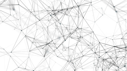 Digital plexus of glowing lines and dots. Abstract background. 3D rendering. Network or connection. 3d rendering.