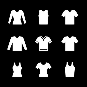 Set icons of t-shirt, singlet, long sleeve