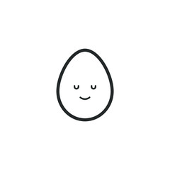 Fototapeta premium Egg mascot. Flat kawaii design. Vector illustration. Border icon. Emotions set