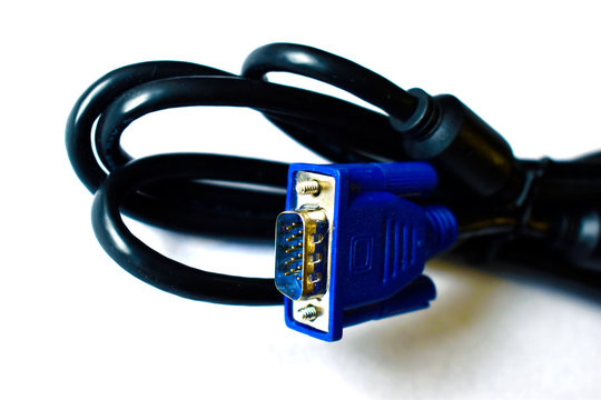 New VGA cable for computer and monitor on white background