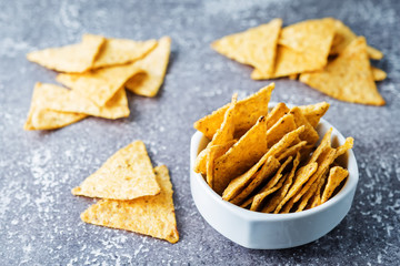 Corn chips in a white bowl