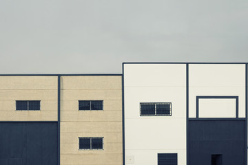 Abstract architecture. Close up of a warehouse facade.
