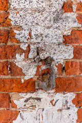 Old rough red brick wall texture. architectural building. vintage
