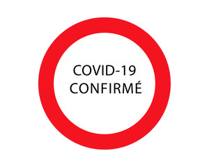 Icon with red forbidden sign, avoiding physical contact and coronavirus infection. Forbidden handshake symbol concept. Vector illustration.